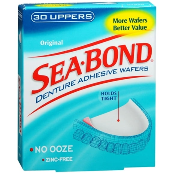 SEA-BOND Denture Adhesive Wafers Uppers Original 30 Each (Pack of 3)