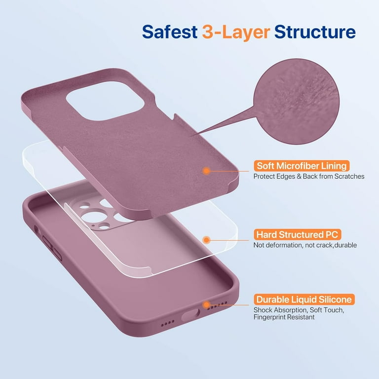 Designed for iPhone 14 Pro Max Phone Case ,[Upgraded Enhanced Camera  Protection],Shockproof Liquid Silicone Case with Microfiber Lining,6.7  inch(Blackcurrant) - Walmart.com