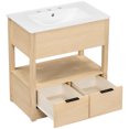thumbnail image 3 of Homhougo 30 Inch Bathroom Vanity with Sink Freestanding Vanity Sink Set Storage Cabinet with Open Storage Shelf 2 Drawers for Bathroom, 3 of 11
