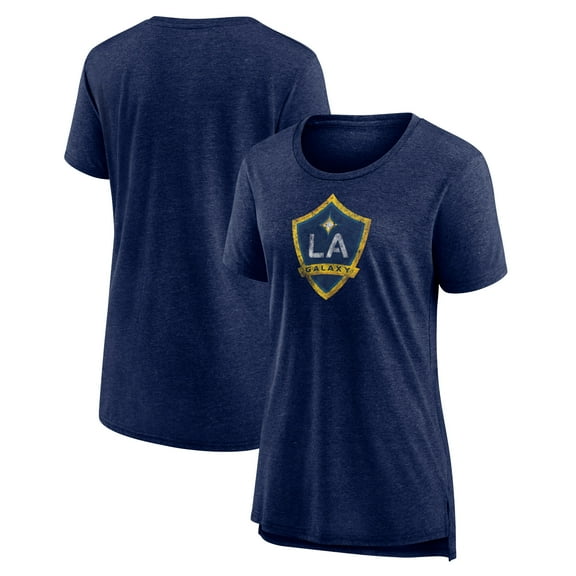 Women's Heather Navy LA Galaxy Distressed Vintage Primary Tri-Blend T-Shirt