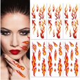 thumbnail image 1 of wonima02 6 Sheets Flame Temporary Tattoo Stickers for Women Men Face Body Arm Makeup Decoration, Red Flame Realistic Waterproof Flame Transfer Tattoos for Halloween Festival Party Decor (Orange Mixd), 1 of 1