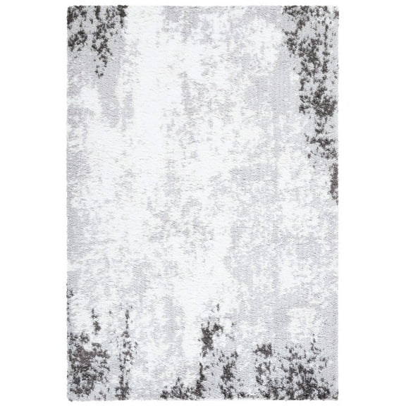 SAFAVIEH Berber Seymour Abstract Shag Area Rug, 8' x 10', Light Grey/Dark Grey