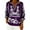 Purple, variant on Womens Linen Tops Summer Casual Loose 3/4 Sleeve Shirts for Beach Vacation Trendy Print V Neck Blouses Tops Black XXL
