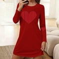 thumbnail image 2 of Byworldtasic Womens Valentines Day Nightgown Long Sleeve Crew Neck Love Heart Printed Dresses, 2 of 6