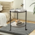 thumbnail image 6 of 2 Tier Side Table Folding Round End Table Small Nightstand With Two Removable Tray For Bedroom Living Room Bedside Small Spaces Tall Nightstand End Table, 6 of 6