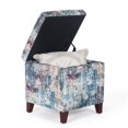 thumbnail image 4 of Adeco 18 Inch High Cube Ottoman Storage Linen Chair Foot Stools Upholstered Vanity Stool with Hinged Lid Solid Wood Legs, 4 of 4