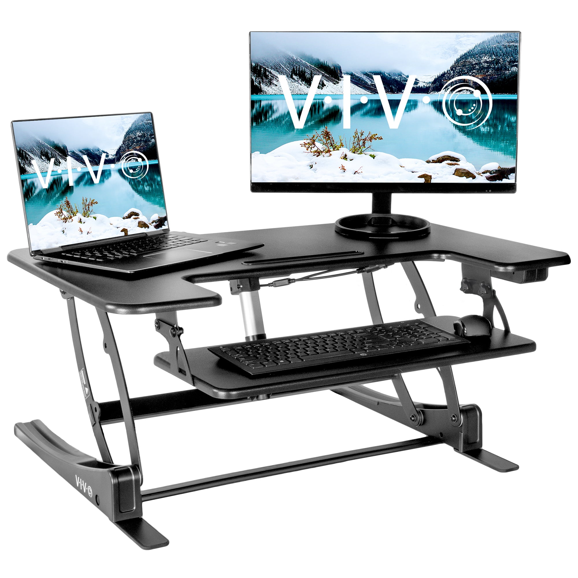 VIVO Black Electric Height Adjustable Stand up Desk Converter | Sit to ...