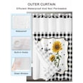 thumbnail image 4 of No Hook Shower Curtain with Snap-in Liner, Sunflowers Waterproof Fabric Bathroom Curtains, Yellow Floral Botanical Black White Plaid Farmhouse Bath Curtains & Mesh Top Window 72"x78" Long, 4 of 9