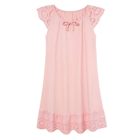 Aideaone Girls Nightgowns Cute Princess Sleepwear Flutter Sleeve Pajamas Nightie Dress Pink 5-12 Years