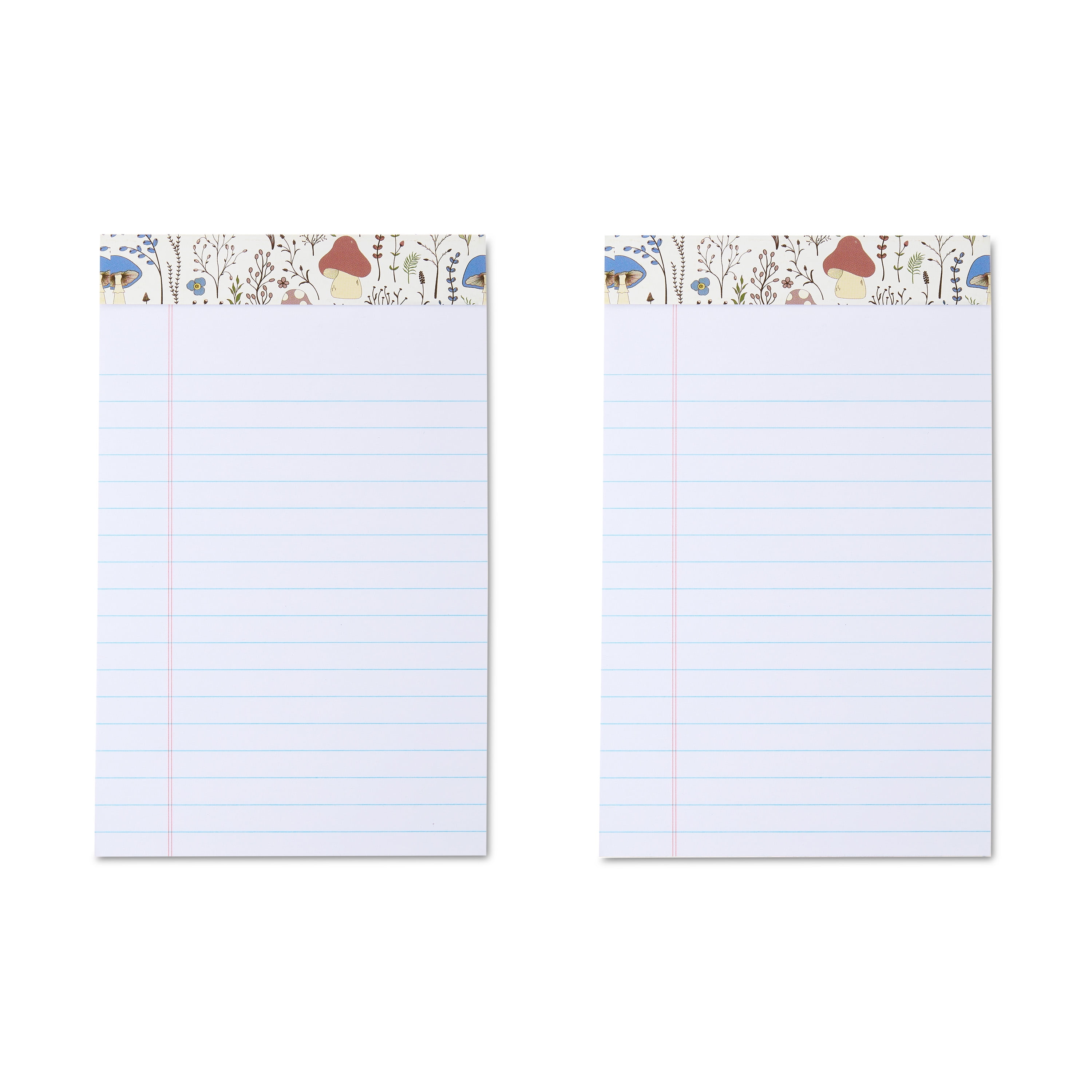Pen+Gear Fashion Legal Pad, Wide Ruled, Mushrooms, 100 Sheets per Pack, 2 Count, 5" x 8"