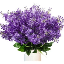 Sinhoon 4Pcs Artificial Hyacinth Flowers Fake Wisteria Flowers UV Resistant Silk Flowers Floral Arrangements for Home Wedding Party Garden Porch Hotel Outdoor Cemetery Decor Deep Purple