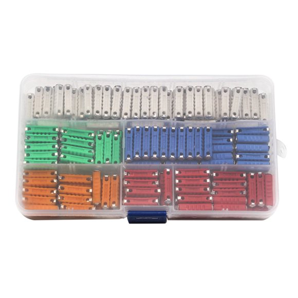200-Piece European Car Torpedo Fuse Set - 5/8/10/16/25AMP Assorted Plug-In Fuses with Storage Box, Plastic & Metal Construction, Compatible with Continental Vehicles, Lightweight 5.4oz (153g) Package