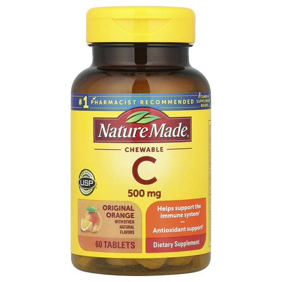 Nature Made Chewable Vitamin C 500 mg, Dietary Supplement for Immune Support, 60 Tablets, 60 Day Supply