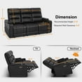 thumbnail image 3 of MCombo 77.6" 3 Seats Power Reclining Sofa, Home Theater Seating with LED Light & Armrest Storage, Faux Leather, Black, 3 of 9