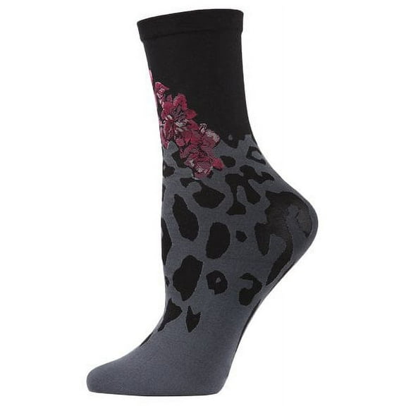 Natori Leopard Print Floral Fusion Crew Socks - Womens - Female