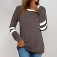 thumbnail image 3 of TKLPEHG Fall Clothes for Women, Womens Long Sleeve Shirts Color Block Casual Crewneck Tops Tshirt Basic Tee Fashion Clothes Spring Tops for Women (Coffee,M), 3 of 6