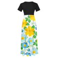 thumbnail image 5 of Puntoco Vestido De Manga Corta Con Cuello Redondo Y Falda Larga Estilo Resort Con Estampado Floral Para Mujer Negro L,Regalos Para Mujer Joven, 5 of 5