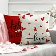 thumbnail image 3 of Valentine''s Day Pillow Covers 18x18 Inch Set of 2 Red Hearts Decor White Throw Pillow Covers Valentine''s Day Cushion Case Decoration for Sofa Couch 59, 3 of 6