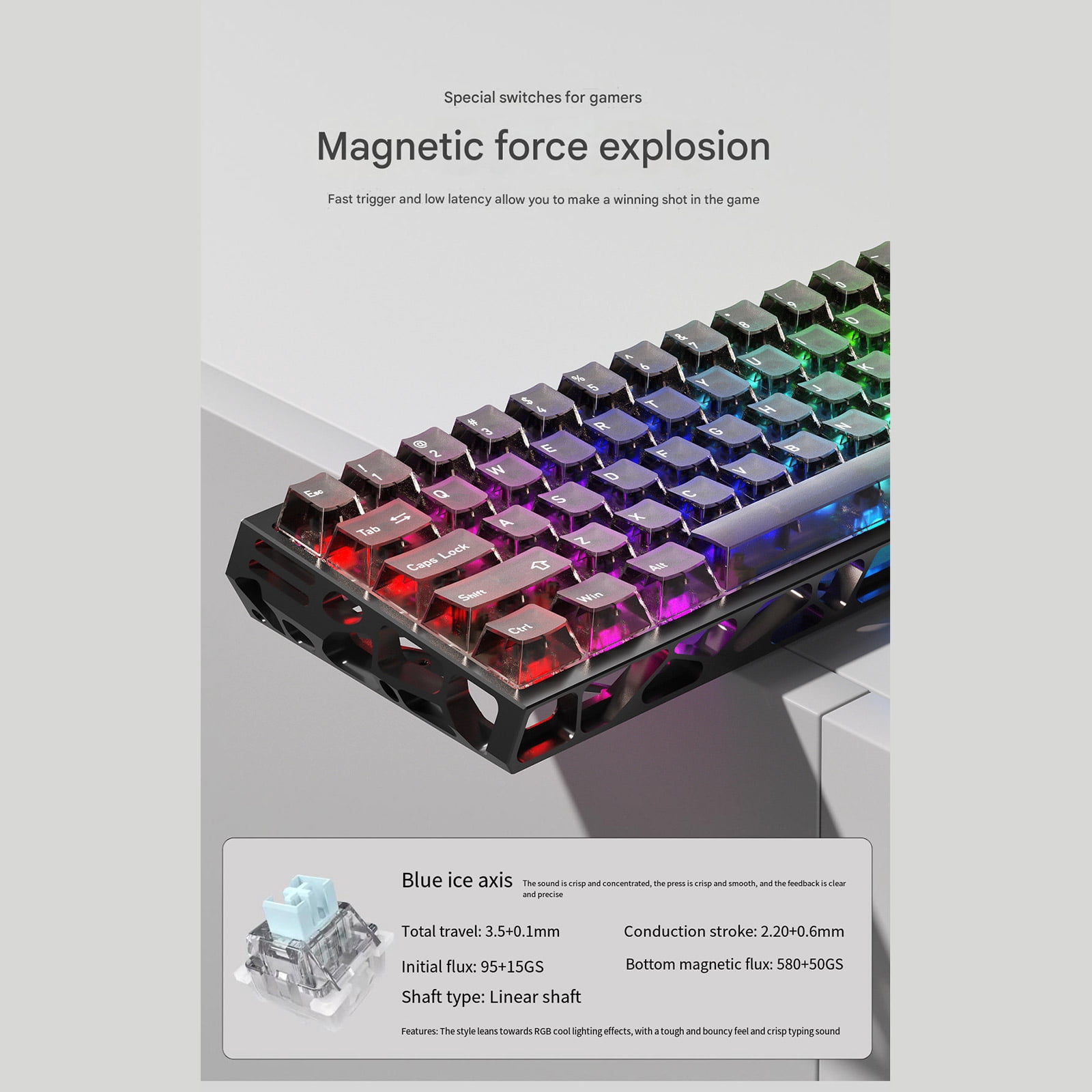 Aluminum Alloy Gaming Keyboards Axises Switches Hollows Body Comfortable Typing Experience