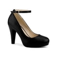 thumbnail image 1 of BLISSFUL STEP Escarpins à Talons Aiguilles Hauts pour Femmes à Bout Rond avec Bride à la Cheville -PU Noir-Pu 7, 1 of 7