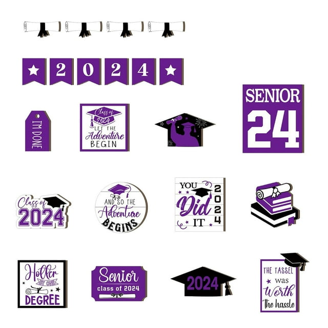 Temporada de graduación 2024, juego de decoración de bandeja en capas, regalo de graduación, adornos artesanales de madera