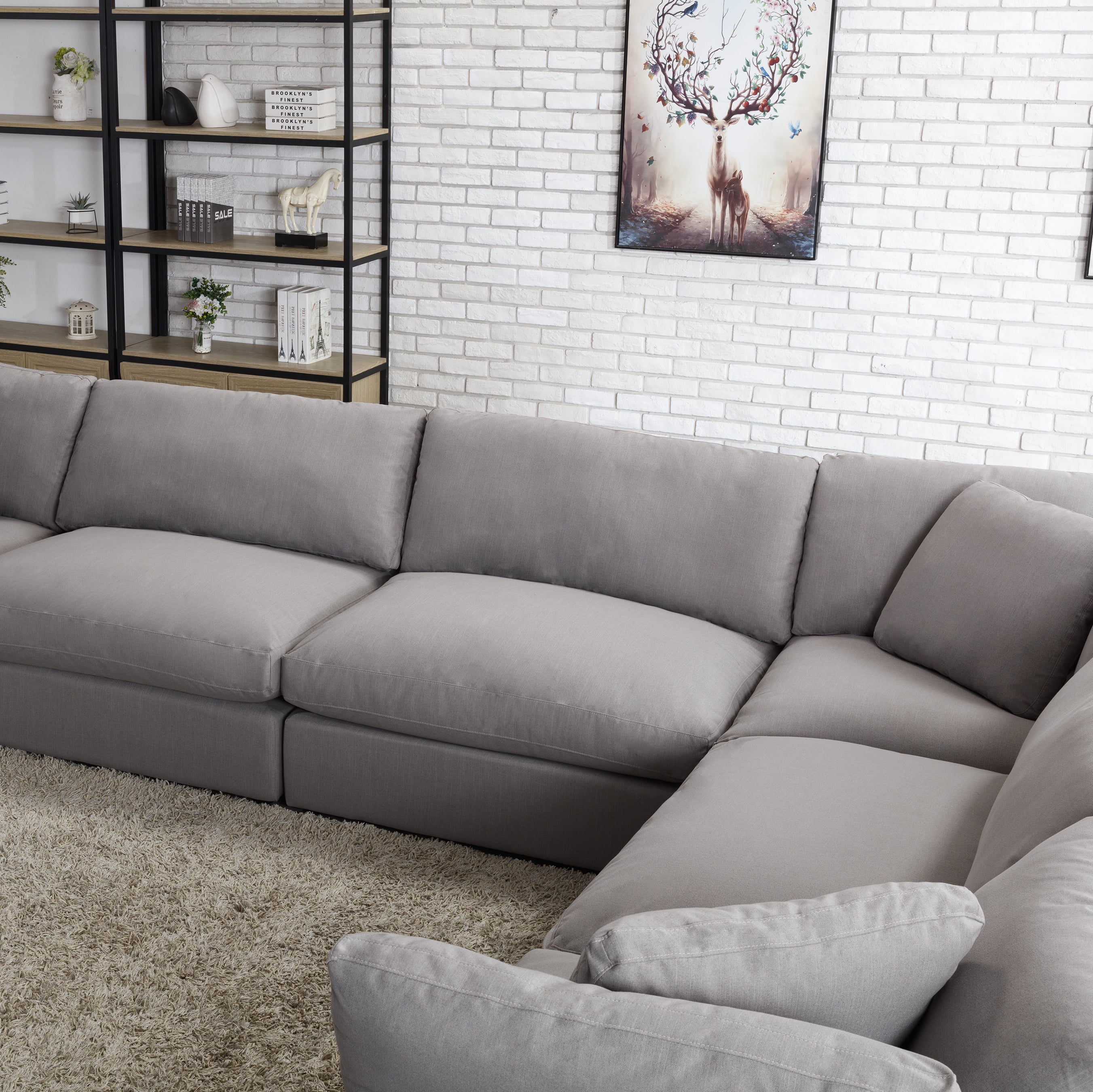 Roundhill Furniture Rivas Contemporary 8 Piece U Sectional Sofa