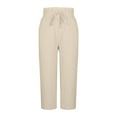 thumbnail image 6 of Women Linen Pants Casual Loose High Waist Boho Wide Leg Cropped Palazzo Beach Pants Summer Outfits 2025 Trendy, 6 of 8