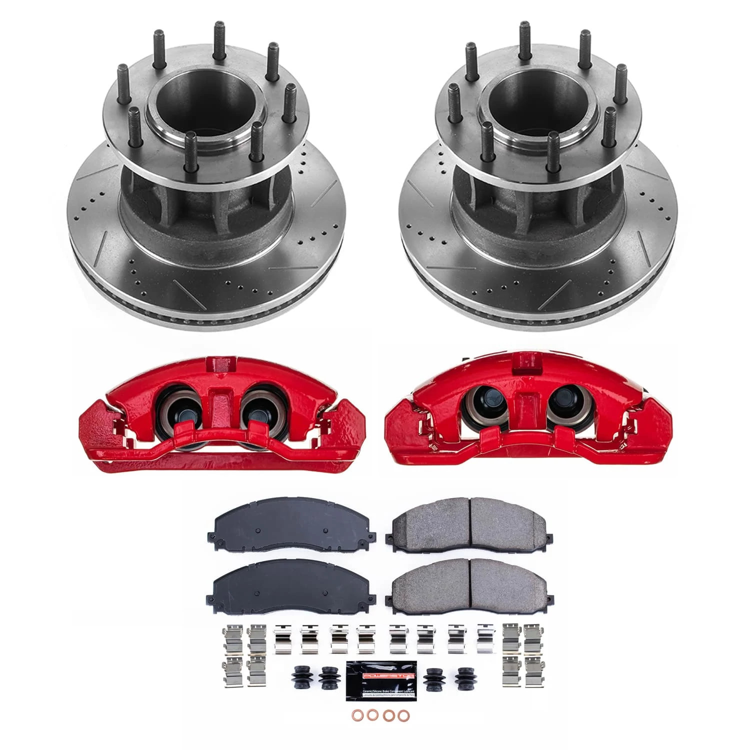 PowerStop Front Z23 Evolution Sport Brake Pad and Rotor Kit with Red Powder Coated Calipers Fits: FORD Select Models KC7669