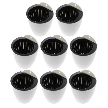 WASHWEPE 8Pcs White Plastic Self Watering Planter for Indoor Plants 6.5x5.3x5.1in Wall Mount Round Flower Pot