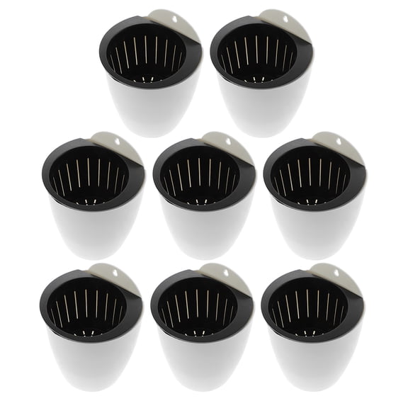 WASHWEPE 8Pcs White Plastic Self Watering Planter for Indoor Plants 6.5x5.3x5.1in Wall Mount Round Flower Pot