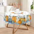 thumbnail image 4 of Fall Tablecloth 70"x70" Round, Orange Blue White Pumpkin Fall Harvest Tablecloths Decor,Water Resistant Autumn Thanksgiving Table Cover for Home Dinner Party Picnic, 4 of 6