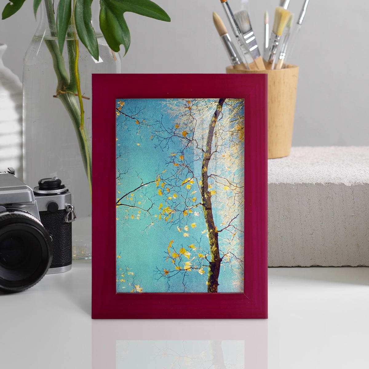 Autumn Tapestry III -Framed Print w/glass-Cherry Red