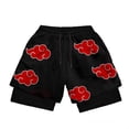 thumbnail image 4 of Pantalones cortos de compresión de Anime para hombre, ropa deportiva para gimnasio, 2 en 1, doble capa, entrenamiento, Fitness, rendimiento, 4 of 5