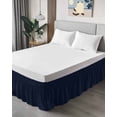 thumbnail image 3 of Solid Color Ruffle Bed Skirt King Size Dark Blue Adjustable Elastic Dust Bed Skirts Wrap Around Bedskirt Wrinkle Free Easy Fit with 18 Inch Drop, 3 of 8