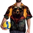 thumbnail image 4 of Vintage Bear Men's Short Sleeve Poplin Shirt, Casual Button Down Shirts, Printed Summer Beach Shirt, Unisex Casual Button Down Top, 4 of 6
