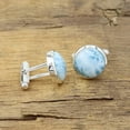 thumbnail image 4 of Earth Gems Jewelry Larimar Round Gemstone Cufflinks for Men - 925 Sterling Silver Jewelry, 4 of 5