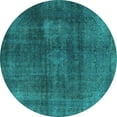 thumbnail image 1 of Ahgly Company Machine Washable Indoor Round Abstract Turquoise Blue Modern Area Rugs, 8' Round, 1 of 4