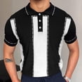 thumbnail image 1 of Weiqiqre T-shirt pour Homme Été Mode Tricoté Décontracté à Rayures Manches Courtes Col Rabattu Blouse Lavable à la Machine, Parfait pour les Sports de Plein Air d'Été, 1 of 8