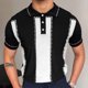thumbnail image 1 of pstuiky camisetas de hombre, Blusa informal de verano de punto a rayas con mangas cortas y cuello vuelto para hombre ropa de hombre xxl, 1 of 8
