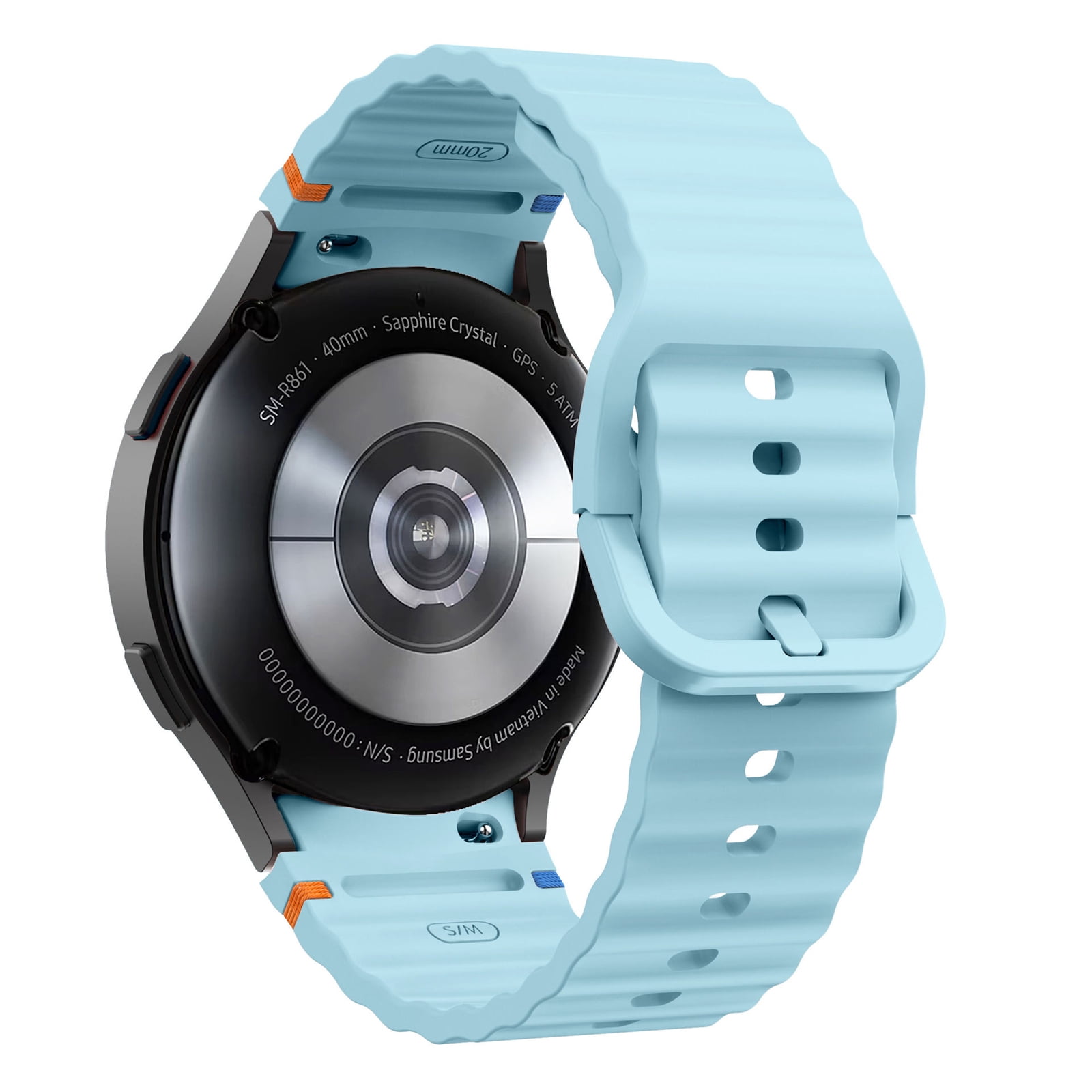 Compatible with Samsung Watch 7 6 5 4 Bands/Galaxy Watch 7 6 5 4 Band/Samsung Galaxy Watch 7 6 5 4 Bands 40mm 44mm, 20mm Soft Silicone Sport Band Replacement for Galaxy FE Band Women Men, Lightblue