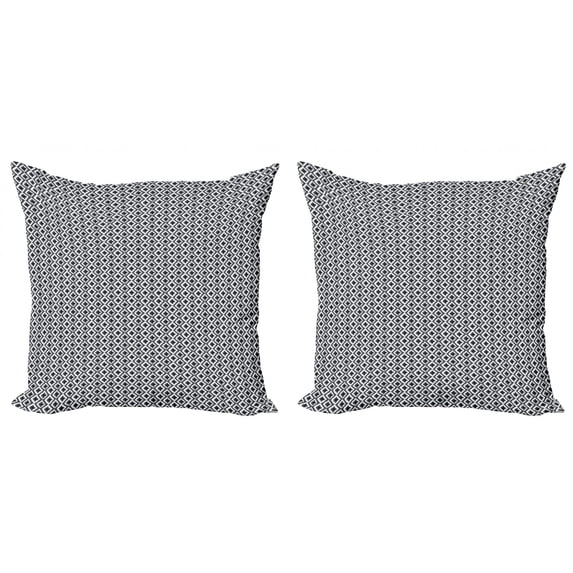 Ambesonne Geometric Throw Pillow Cover 2 Pack, Rhombus and Zigzags, 18", Grey Charcoal Grey
