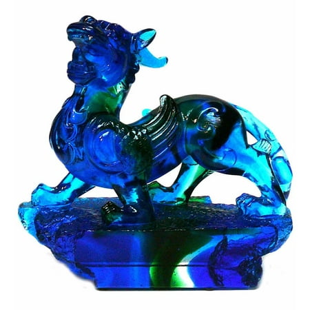 Chinese Blue Liuli Crystal Glass Pate De Verre Fengshui Pixiu Chinese Blue Liuli Crystal Glass Pate De Verre Fengshui Pixiu