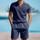 thumbnail image 1 of WILLBEST Traje de Verano para Hombre, de Carga Corta, Holgado, Informal, Transpirable, de Manga Corta, de Lino, 1 of 8