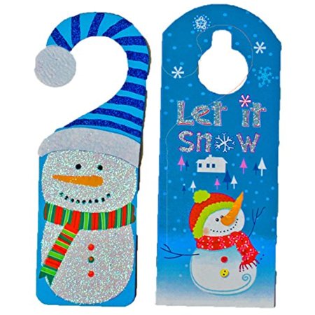 - Set of 2 Blue Black Duck Brand Christmas Holiday Door Hangers -Santa, Snowman, Penguin, Gingerbread Man Designs (Blue)