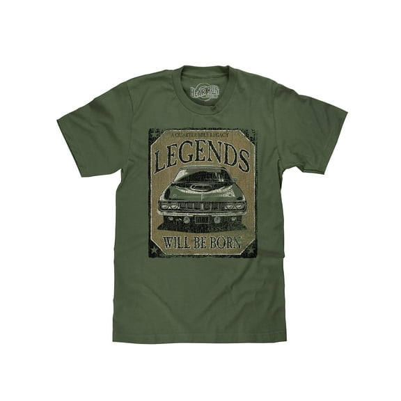 BEAR RUN Men's Distressed Legends Will Be Born 70s Muscle Car T-Shirt (M)