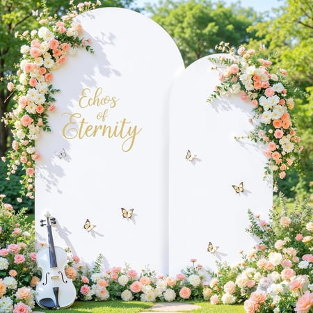 White Arch Backdrop Covers - 7.2FT, 6FT Spandex Fitted Wedding Arch Stand Covers Round Top Chiara Stretchy Arch Backdrop Cover for Valentines Wedding Birthday Party Decoration
