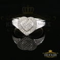 thumbnail image 3 of King of Bling's 925 White Sterling Silver 0.15CT Diamond Shiny Promise Heart Womens Ring Size 7, 3 of 14