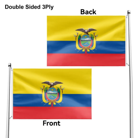 Livetty Double Sided 3 layers Flags 2x3 Ft Ecuador Flags Banner for Yard Decoration Garden Display For World Soccer Play