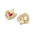 thumbnail image 3 of 3pc 304 Stainless Steel Enamel Pendants Ion Plating(IP) Sacred Heart with Flower Charm Real 18K Gold Plated 29.5x25x3mm Hole: 2.5mm, 3 of 3