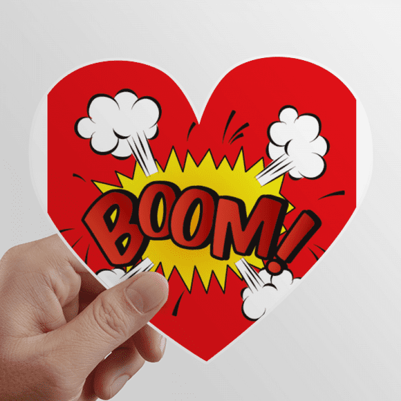 Boom Clouds Gas Exclamation Heart Vinyl Sticker Bicycle Bottle Decal